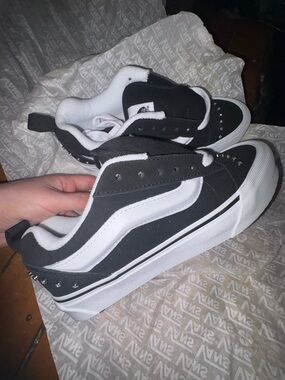 Black and white Bedazzled Knu Skool Vans shoes